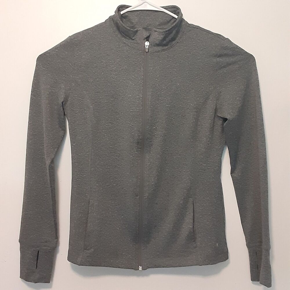 Danskin Now Semi-Fitted LS 1/4 Zip Thumb Holes Running Active Top Women’s M Gray